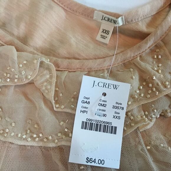 NWT. J Crew Cream Tank Women’s XXS with Ruffles - Picture 6 of 9